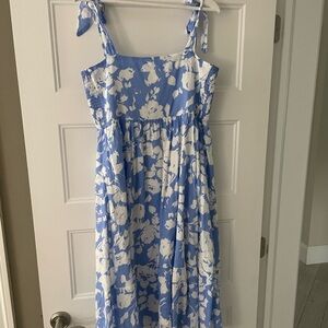 Hyacinth House blue and white floral lupine midi dress